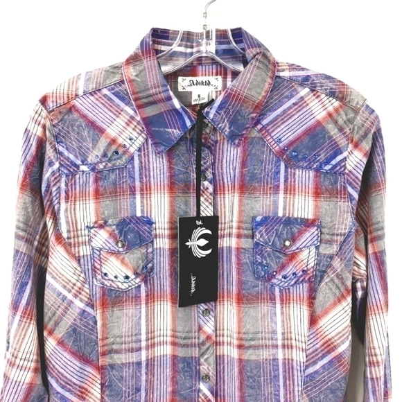Adiktd Women's L Bling Western Button-Down Top - Picture 2 of 13